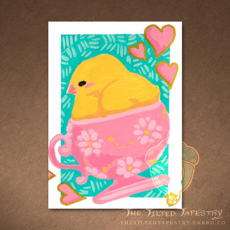 "Chick" (Hatchy Hatchlings) 2.5" x 3.5" Acrylic Markers on Paper