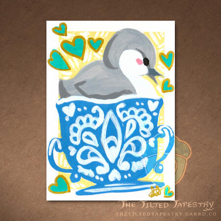 "Swan" (Hatchy Hatchlings) 2.5" x 3.5" Acrylic Markers on Paper