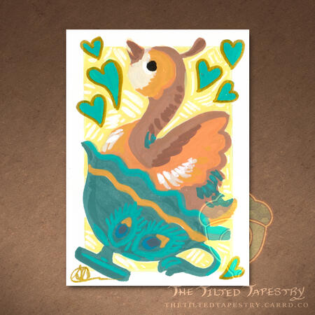"Peacock" (Hatchy Hatchlings) 2.5" x 3.5" Acrylic Markers on Paper