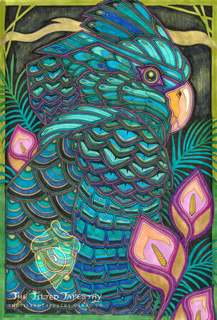 "Pretty Bird" " 12" x 18" Ink & Alcohol Markers on Paper