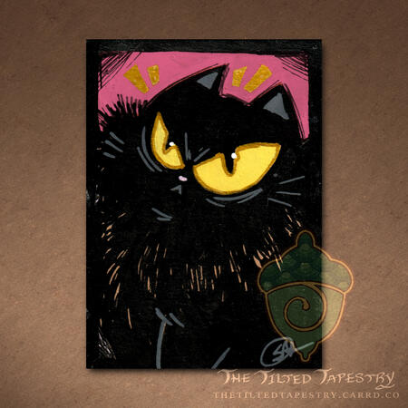 "Angy" (Cats Cats Cats) 2.5" x 3.5" Acrylic & Ink on Paper