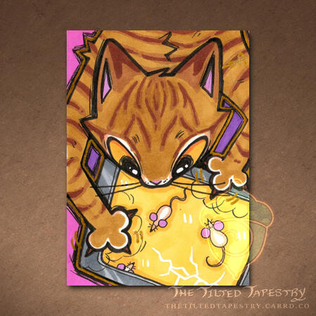 "Gimme" (Cats Cats Cats 2) 2.5" x 3.5" Alcohol Markers & Ink on Paper