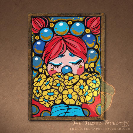 "Bubbles" (Funny Pages) 2.5" x 3.5" Acrylic & Ink on Paper