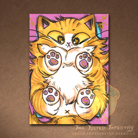 "Floof" (Cats Cats Cats) 2.5" x 3.5" Acrylic & Ink on Paper