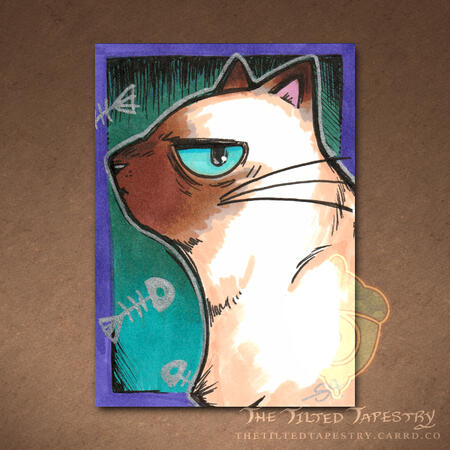 "Side-Eye" (Cats Cats Cats) 2.5" x 3.5" Acrylic & Ink on Paper