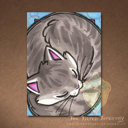 "Corcle" (Cats Cats Cats 2) 2.5" x 3.5" Alcohol Markers & Ink on Paper