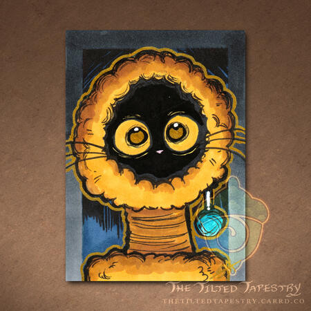 "Snecrets" (Cats Cats Cats) 2.5" x 3.5" Acrylic & Ink on Paper