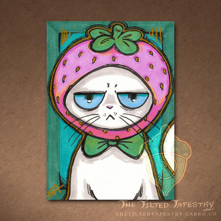 "Fashun" (Cats Cats Cats 2) 2.5" x 3.5" Alcohol Markers & Ink on Paper