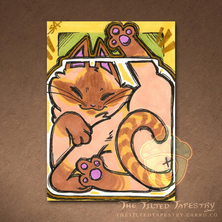 "Fits N' Sits" (Cats Cats Cats 2) 2.5" x 3.5" Alcohol Markers & Ink on Paper