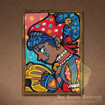 "Belle" (Funny Pages) 2.5" x 3.5" Acrylic & Ink on Paper