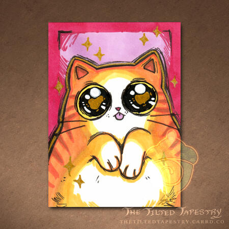"Blebby" (Cats Cats Cats) 2.5" x 3.5" Acrylic & Ink on Paper