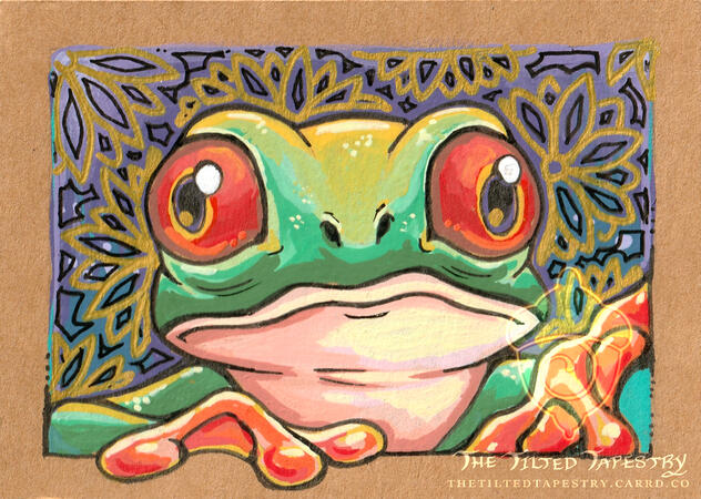 "Flies Please" 2.5" x 3.5" Acrylic & Ink on Paper