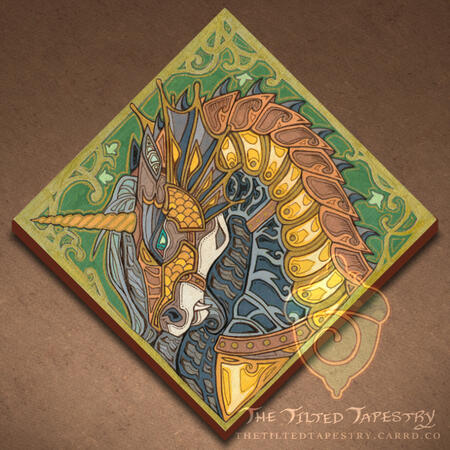 "Dragoon's Steed" 6" x 6" Acrylic & Ink on Wood