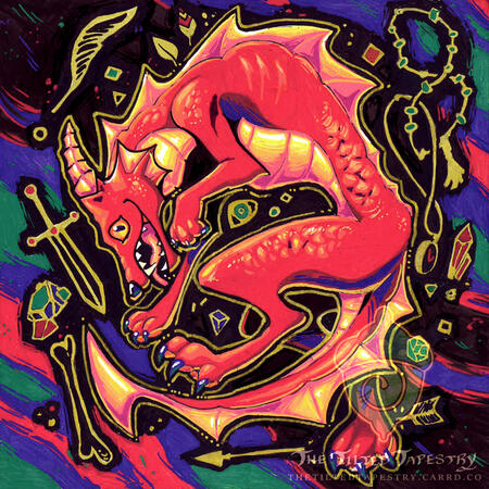 "Kobold" 7.7" x 7.7" Acrylic Markers & Ink on Paper 