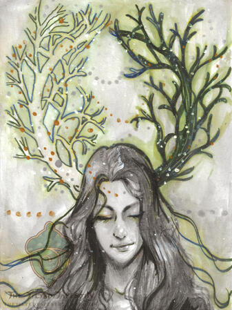 "The Dreamer" 5" x 7" Watercolor on Paper
