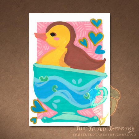 "Duckling" (Hatchy Hatchlings) 2.5" x 3.5" Acrylic Markers on Paper