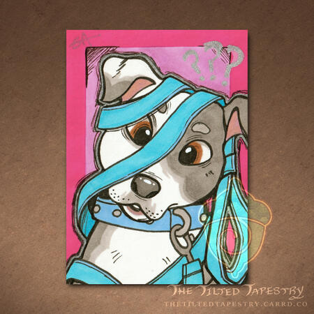 "Huh?" (Dogs Dogs Dogs) 2.5" x 3.5" Alcohol Markers & Ink on Paper