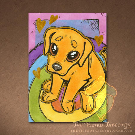 "Pwease?" (Dogs Dogs Dogs) 2.5" x 3.5" Alcohol Markers & Ink on Paper