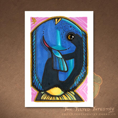 "Blue Tang" (Squishes) 2.5" x 3.5" Alcohol Markers & Ink on Paper