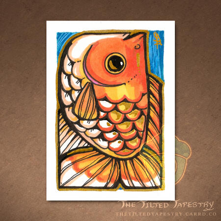 "Goldfish" (Squishes) 2.5" x 3.5" Alcohol Markers & Ink on Paper