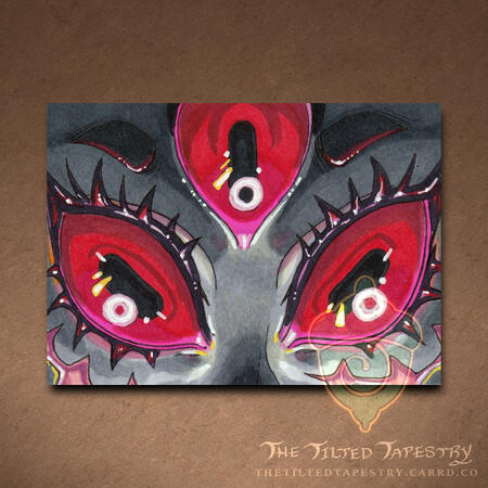 "Blood Moon's Curse" (Gazing Series) 2.5" x 3.5" Alcohol Markers & Ink on Paper