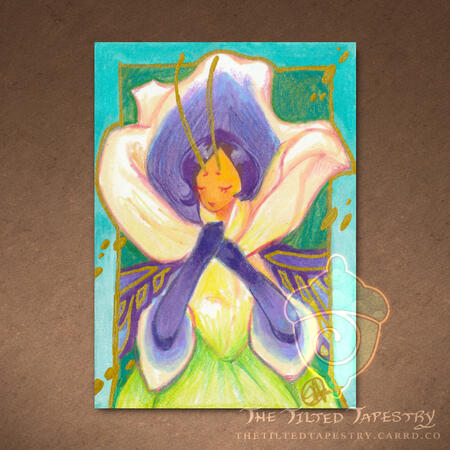 "Calla Lily" (Flower Fairies) 2.5" x 3.5" Alcohol Markers, & Colored Pencil on Paper